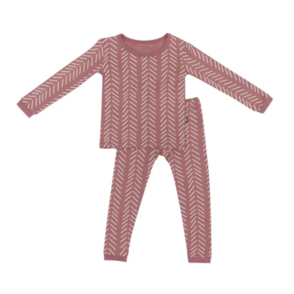 Kyte Baby Long Sleeve Pajamas Set Dusty Rose Herringbone 3T NWT $44 sold out
